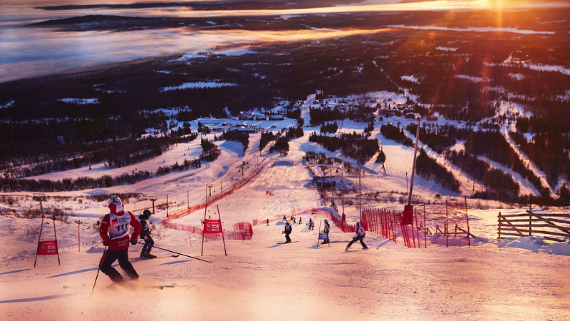 Tävlingsbacken uppifrån.