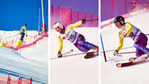 Montage med Oscar Ahlqvist, Alvin Noaksson och Vile Noaksson.  Foto: Sam Decout/FIS telemark