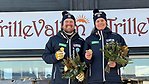 Olle Collberg och Karin Abrahamsson svenska mästare i telemark 2026. Foto: Privat.
