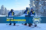Bakgrundsbild från Järvsöbacken med banderoll och Alla på snö-logotyp