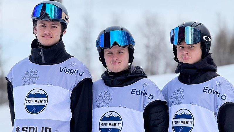 Viggo Jakobsson, Edvin Degerstedt och Edvin Ödlund startade en egen skidskola. Foto: privat. 